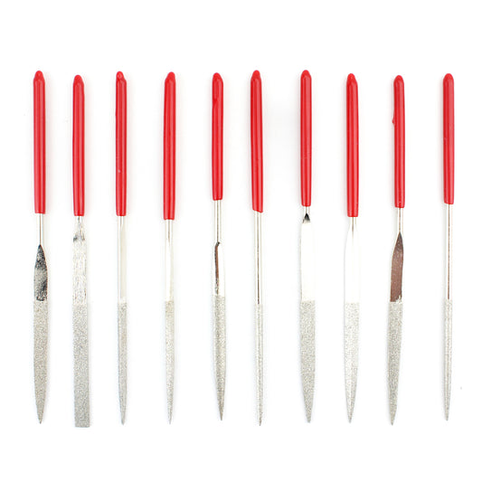 10 in 1 Rubber Coated Handle Square Round Triangle Needle Files Set