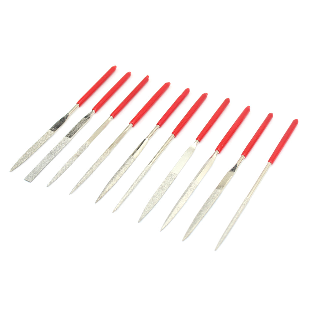 10 in 1 Rubber Coated Handle Square Round Triangle Needle Files Set