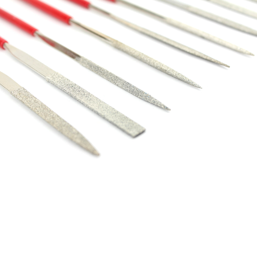 10 in 1 Rubber Coated Handle Square Round Triangle Needle Files Set
