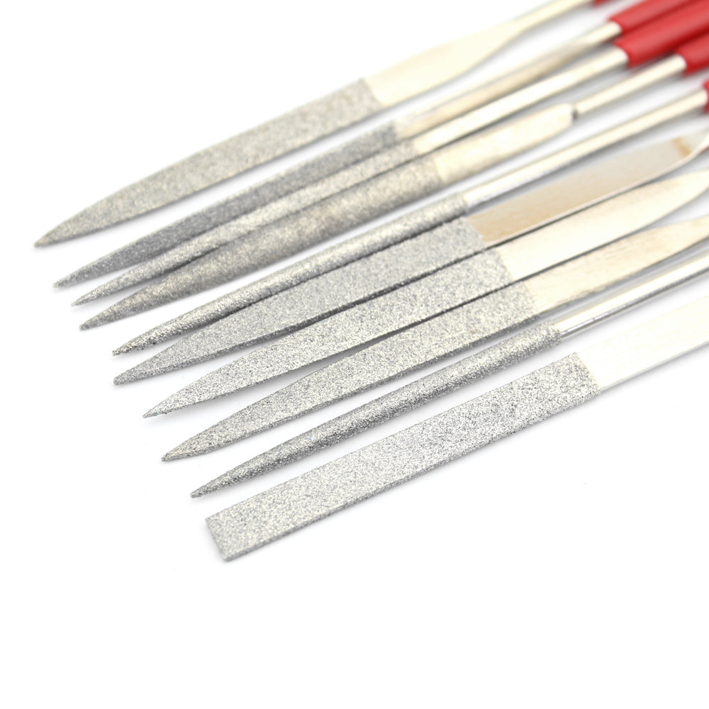 10 in 1 Rubber Coated Handle Square Round Triangle Needle Files Set