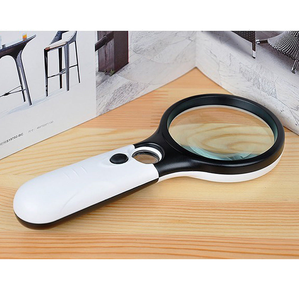 Handheld Illuminated 3X 45X Dual Lens Magnifier Magnifying with 3 LED Light