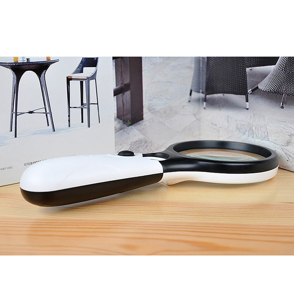 Handheld Illuminated 3X 45X Dual Lens Magnifier Magnifying with 3 LED Light