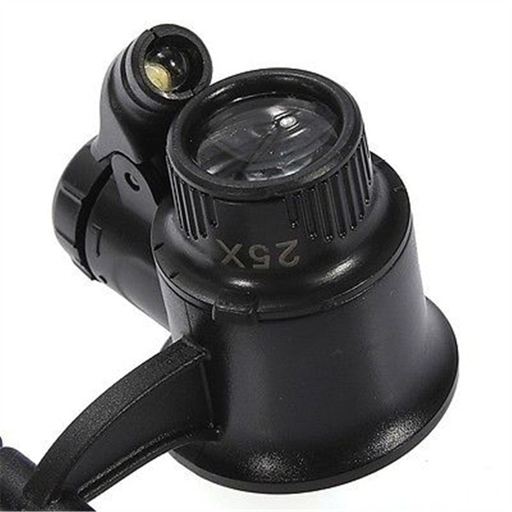 10X 15X 20X 25X LED Double Glasses Loupe Jeweler Watch Repair Magnifying Eyeglasses - Black