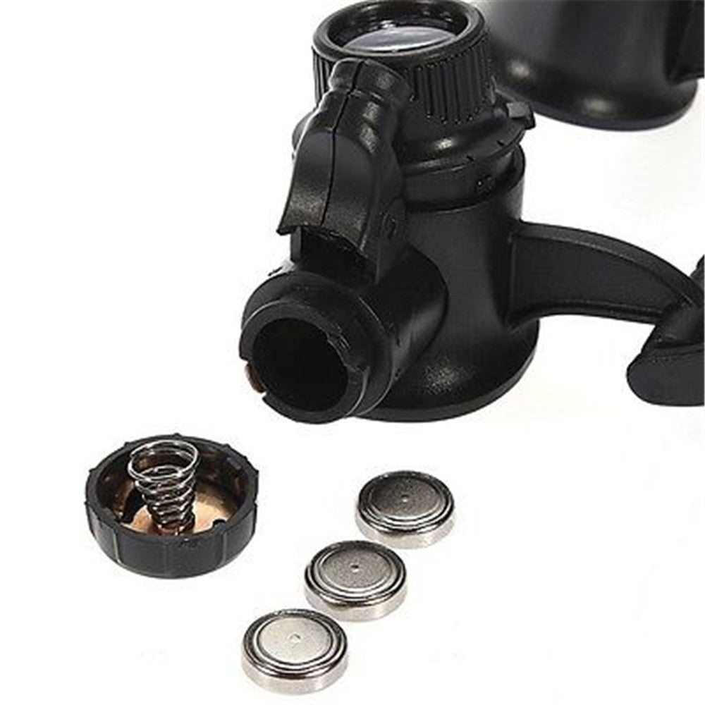 10X 15X 20X 25X LED Double Glasses Loupe Jeweler Watch Repair Magnifying Eyeglasses - Black