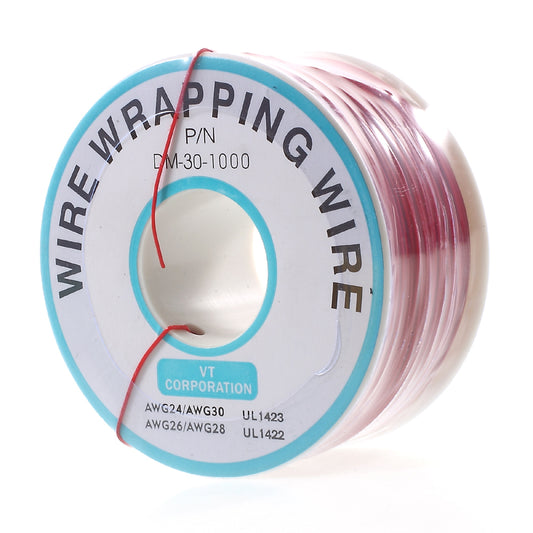 PCB Solder Flexible 0.25mm Dia Copper Wire 30AWG Wrapping Wrap Wire 918Ft - Red