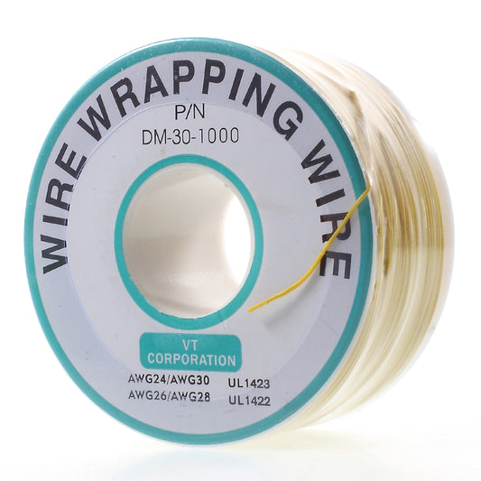 P/N B-30-1000 30AWG Tin Plated Copper Wire Wrapping Cable 280m - Yellow
