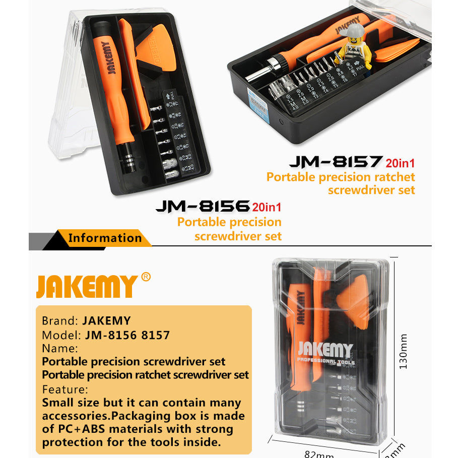 Jakemy JM-8156 20-in-1 Portable Precision Screwdriver Repair Tools Ratchet Screwdriver Demolition Kit