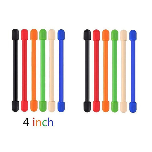 12 Pack Rubber Twist Ties Reusable Cable Ties Assorted Colors (Diameter-4mm, 4 inch)