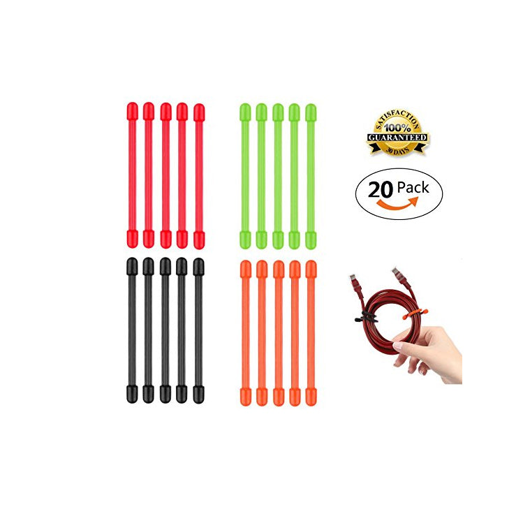 12Pcs/Set 24 inch Multi-functional Silicone Twist Ties Assorted Colors Bendable Reusable Cable Ties