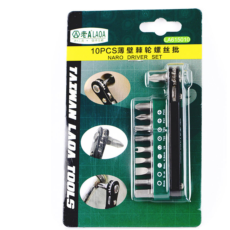 LAOA 10-in-1 L Shape Ratchet Screwdriver and Screwdriver Bits Set