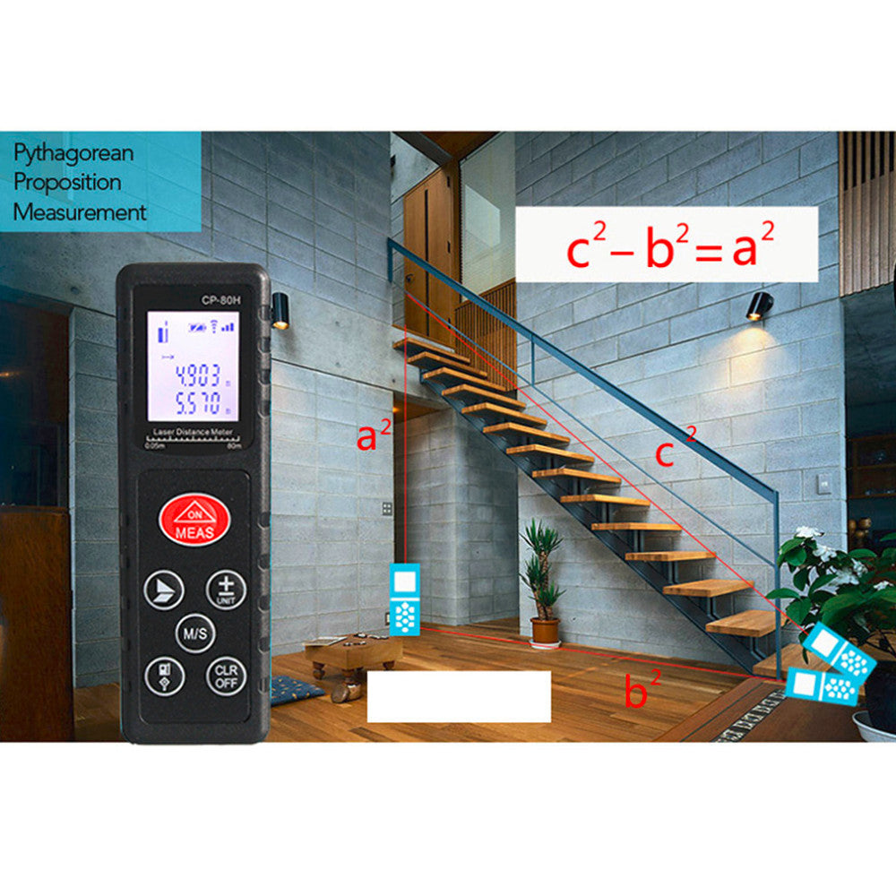 CP-80H 80M Handheld Digital Laser Distance Meter Measure Test Tool for Construction Industries - Yellow