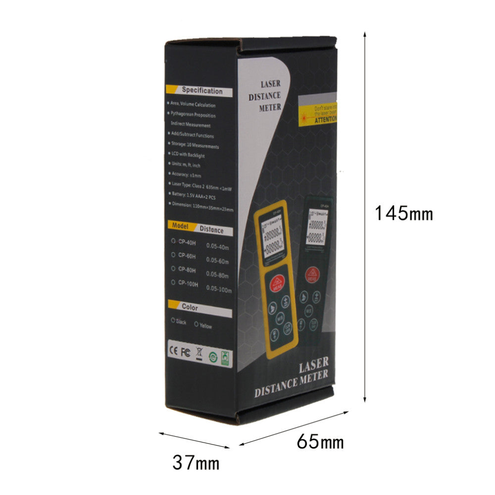 CP-80H 80M Handheld Digital Laser Distance Meter Measure Test Tool for Construction Industries - Yellow
