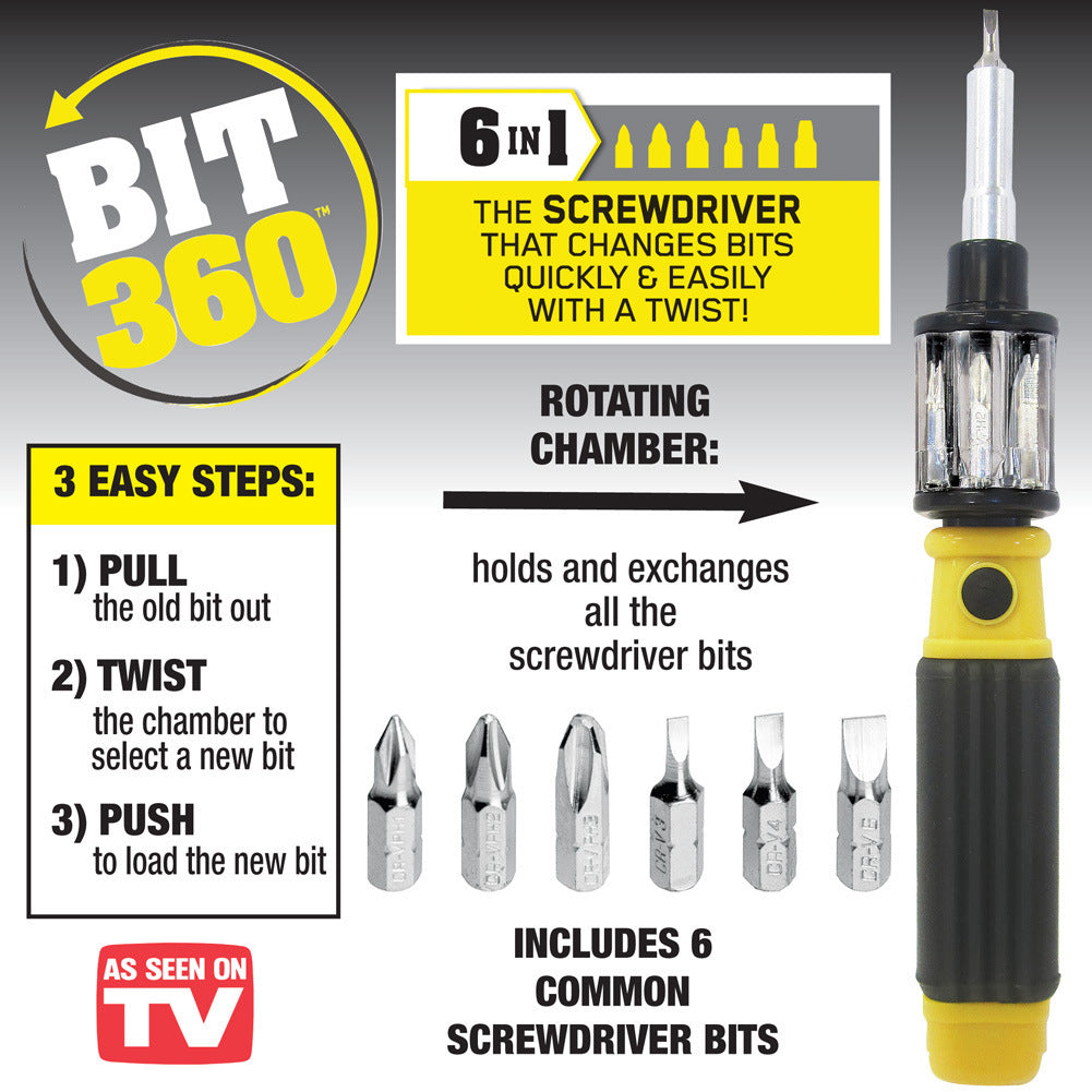 Bit 360 Screwdriver 6 in 1 Multi-functional Rotating Screwdriver Set with 6 Magnetic Bits