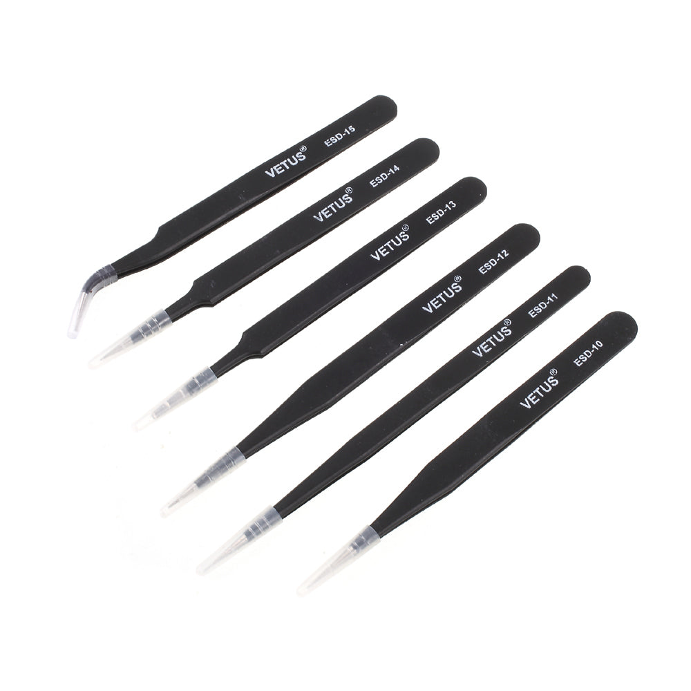 6PCS/Set ESD Anti-Static Stainless Steel Tweezers Set Repair Tool Kit