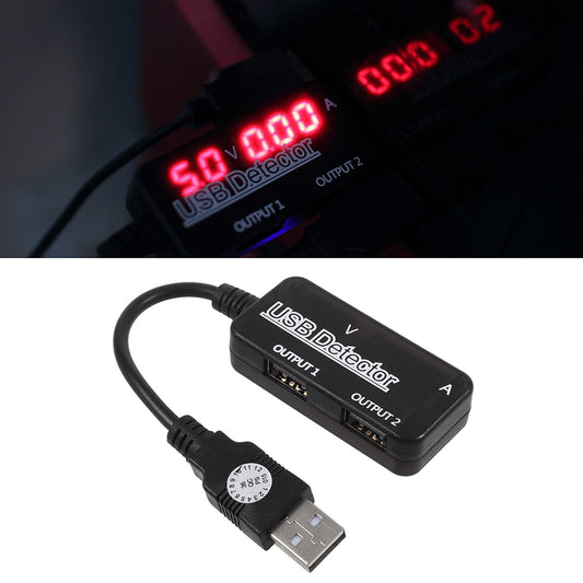 LED Display Cellphone Voltage Current USB Detector Tester Meter with Two USB Charging Ports