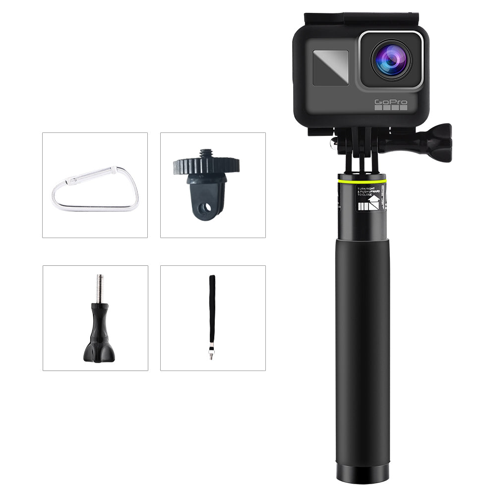 7.1-31.5 Inch Extendable Selfie Stick for GoPro Hero 5/4/3 etc. with Remote Clip Mount