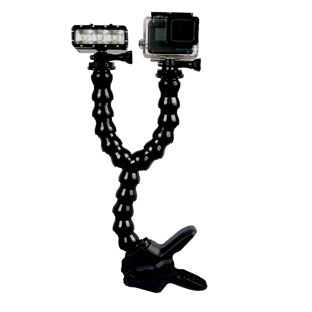 Dual Snake Arm Jaws Flex Clamp Mount for GoPro Hero 6/5/4 Session/4/3+/3/2/1, SJ4000/SJ5000/SJ6000, Xiaomi Yi