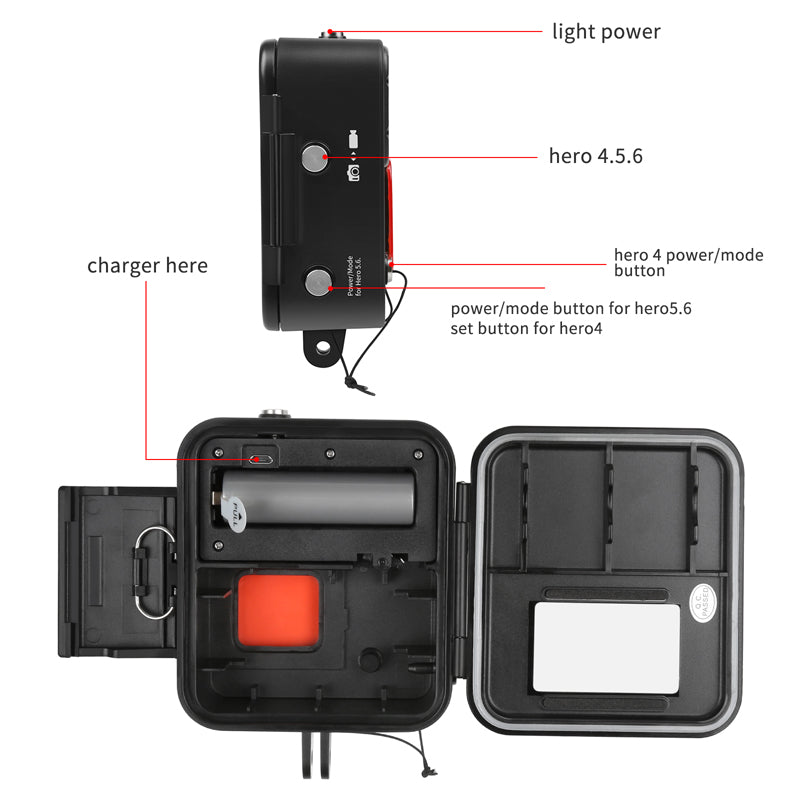 Shoot XTGP435 20 LEDs Kangaroo Diving Light Underwater 40M Protective Housing Case