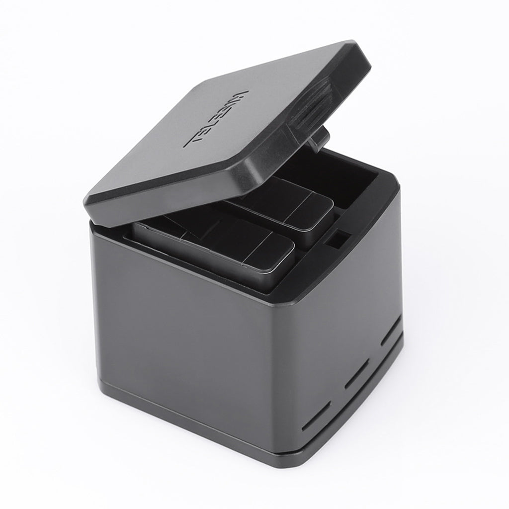 AT762 TELESIN 3-Channels Battery Charger 3 Slots Charging Dock Battery Carrying Case for GoPro Hero 5/6