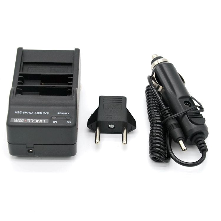 LINGLE AT669 Dual Battery Travel Charger(with EU Plug Convertor) + Car Charger for GoPro Hero 6/5 - US Plug