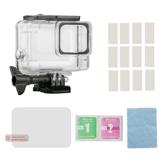 Uniqkart for GoPro Hero7 Silver / White IP70 Waterproof Housing Case + Anti Fog Inserts + Tempered Glass Set