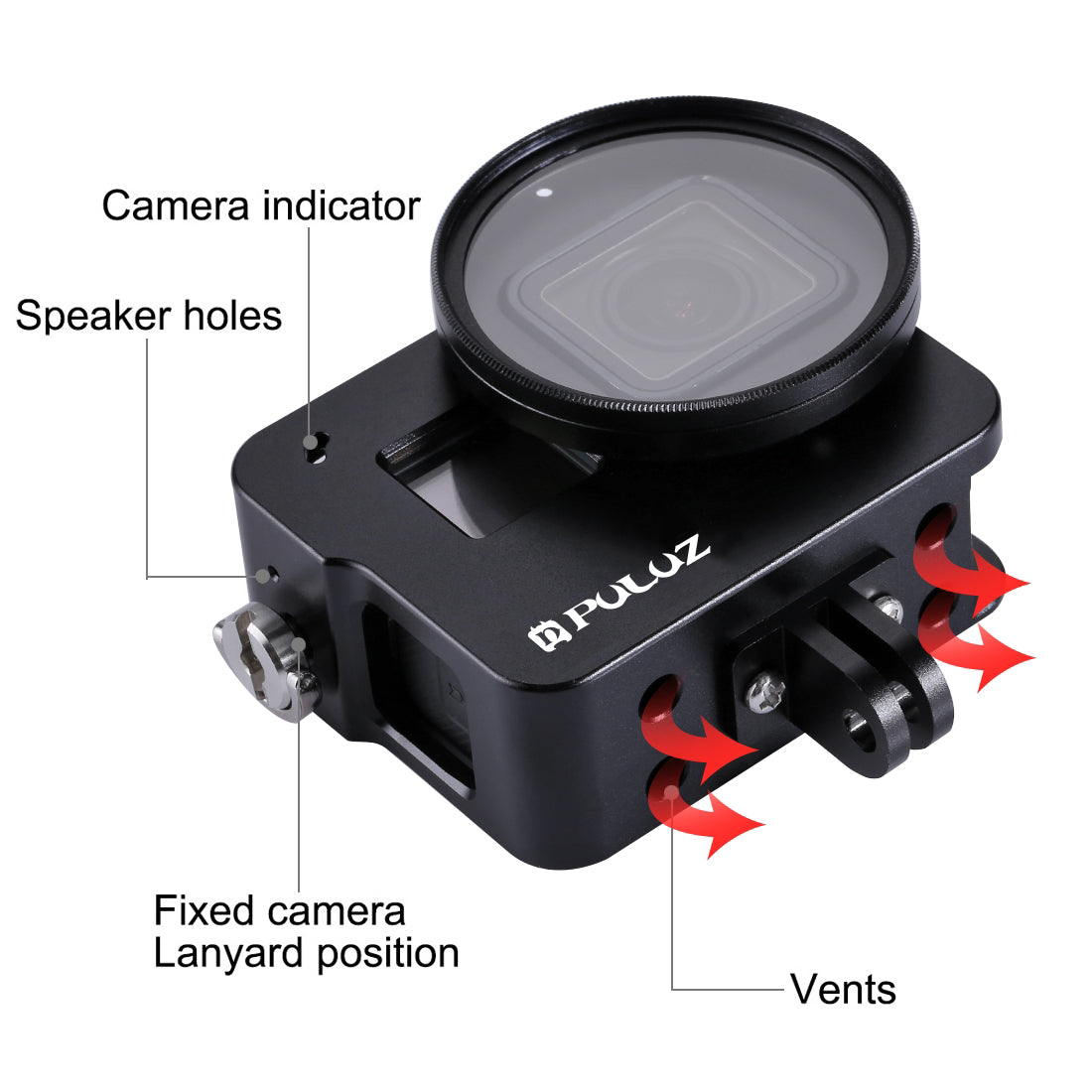 PULUZ PU183 Aluminium Alloy Protective Frame Housing Case for GoPro Hero5 - Black