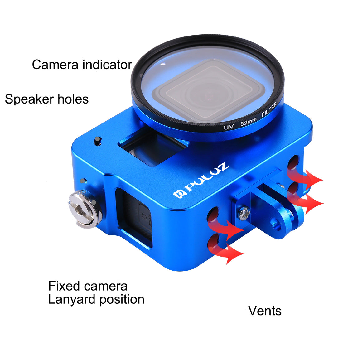 PULUZ PU183 Aluminium Alloy Protective Frame Housing Case for GoPro Hero5 - Blue