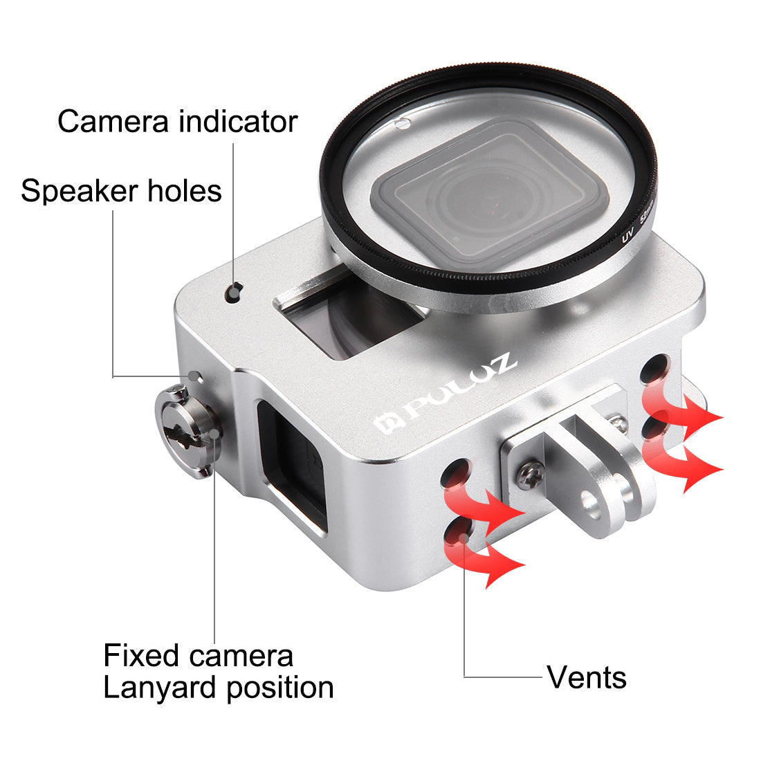 PULUZ PU183 Aluminium Alloy Protective Frame Housing Case for GoPro Hero5 - Silver