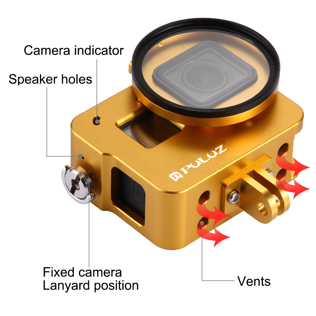 PULUZ PU183 Aluminium Alloy Protective Frame Housing Case for GoPro Hero5 - Yellow