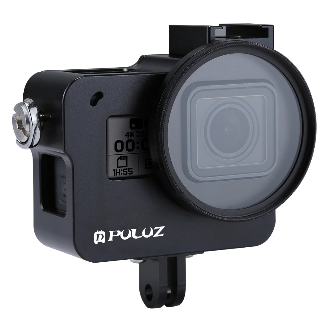Puluz PU182 Housing Shell CNC Aluminum Alloy Protective Cage with Insurance Frame UV Lens for GoPro HERO5 - Black
