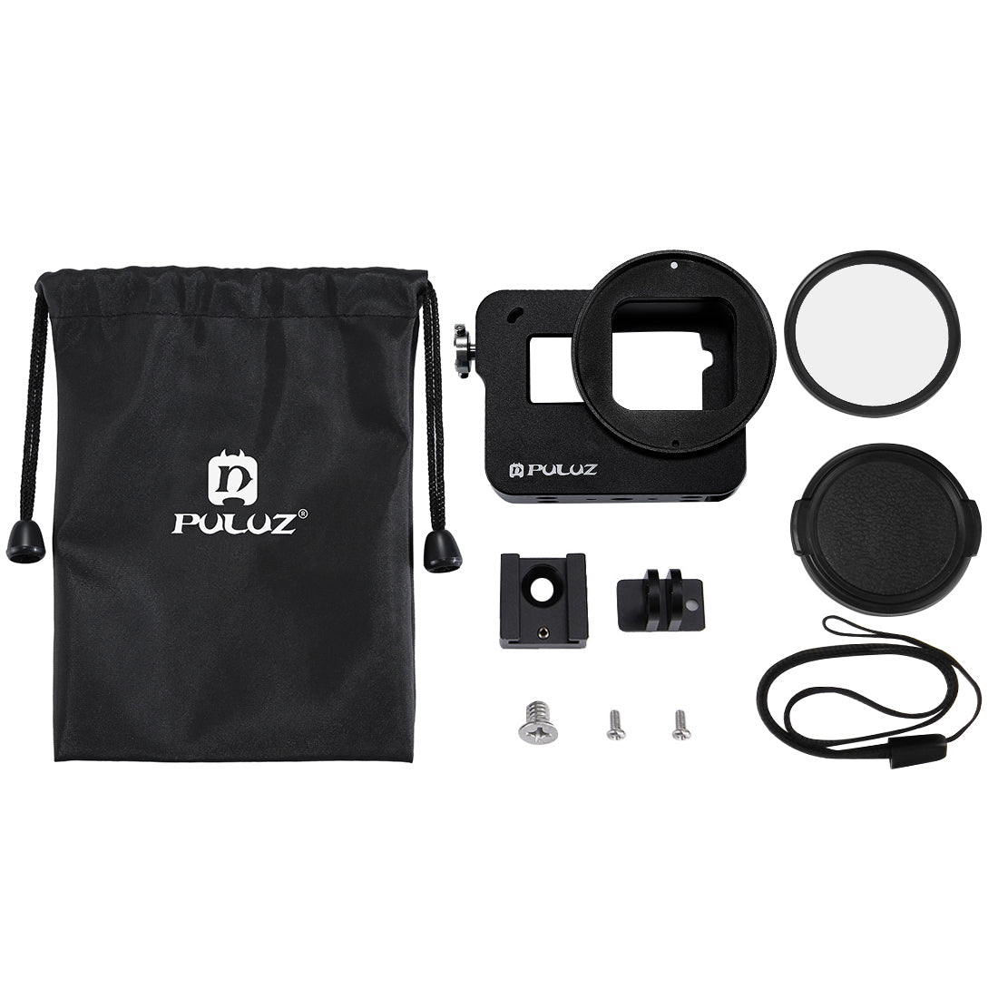 Puluz PU182 Housing Shell CNC Aluminum Alloy Protective Cage with Insurance Frame UV Lens for GoPro HERO5 - Black