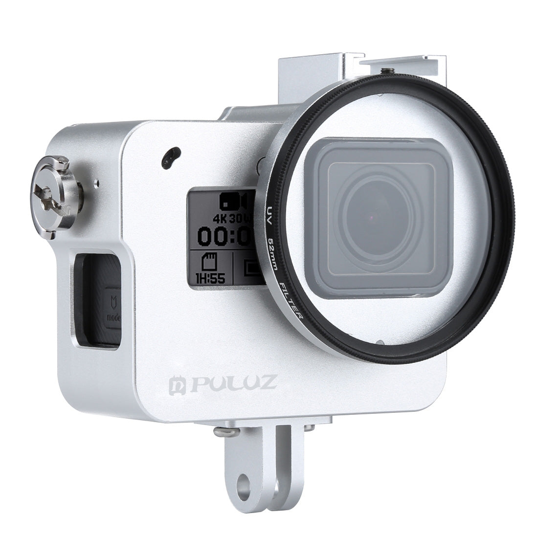 Puluz PU182 Housing Shell CNC Aluminum Alloy Protective Cage with Insurance Frame UV Lens for GoPro HERO5 - White