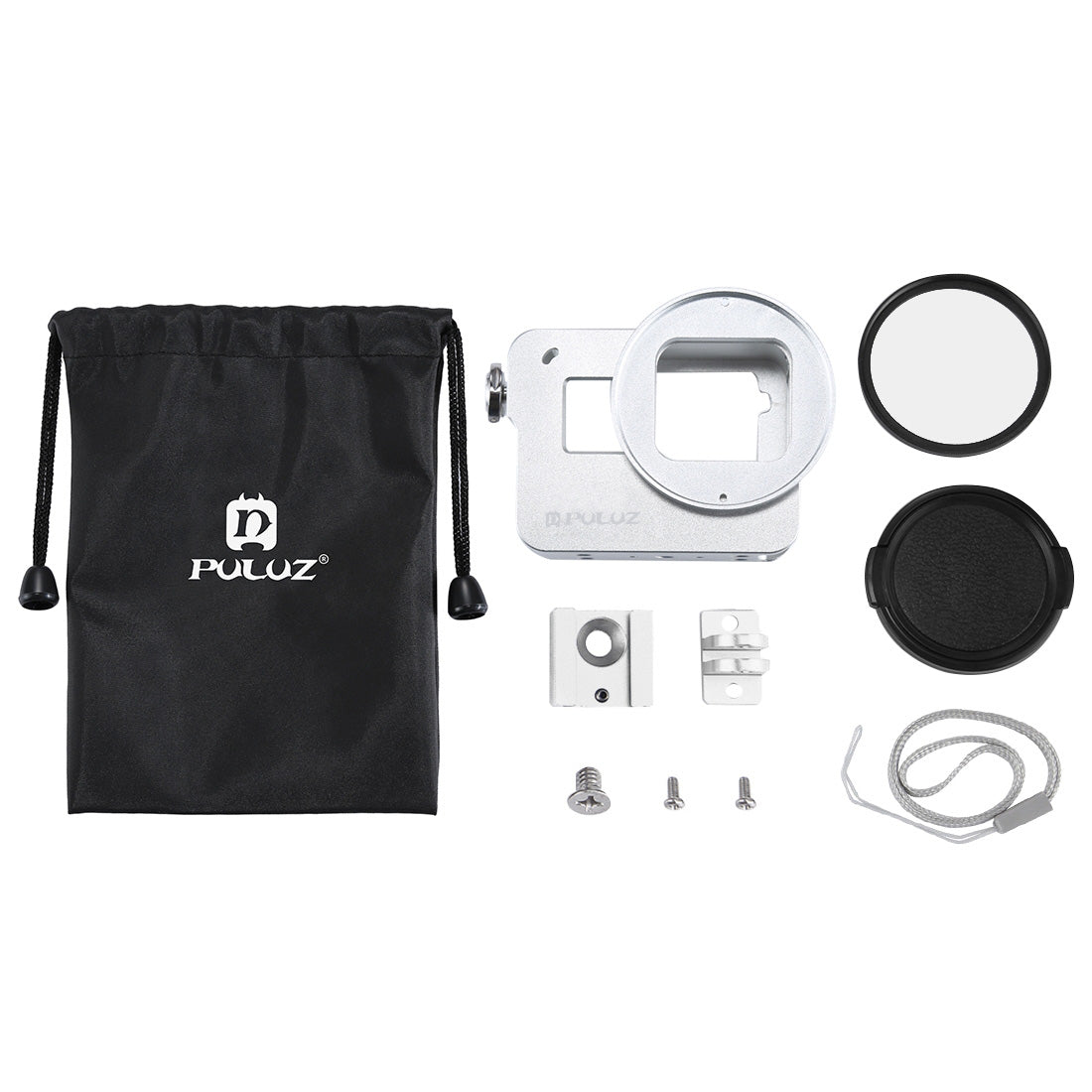 Puluz PU182 Housing Shell CNC Aluminum Alloy Protective Cage with Insurance Frame UV Lens for GoPro HERO5 - White