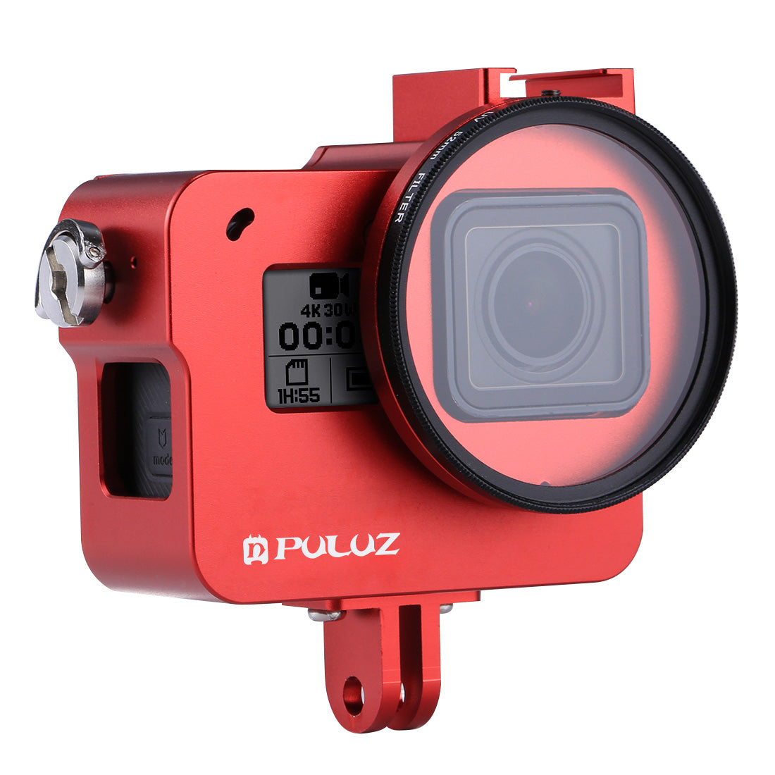Puluz PU182 Housing Shell CNC Aluminum Alloy Protective Cage with Insurance Frame UV Lens for GoPro HERO5 - Red