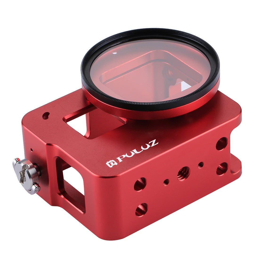 Puluz PU182 Housing Shell CNC Aluminum Alloy Protective Cage with Insurance Frame UV Lens for GoPro HERO5 - Red