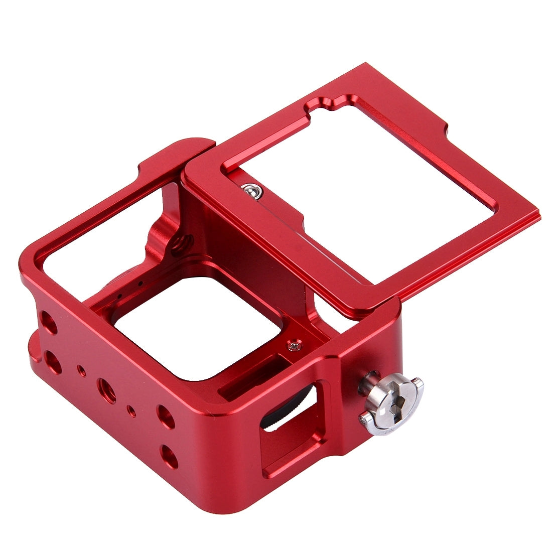 Puluz PU182 Housing Shell CNC Aluminum Alloy Protective Cage with Insurance Frame UV Lens for GoPro HERO5 - Red