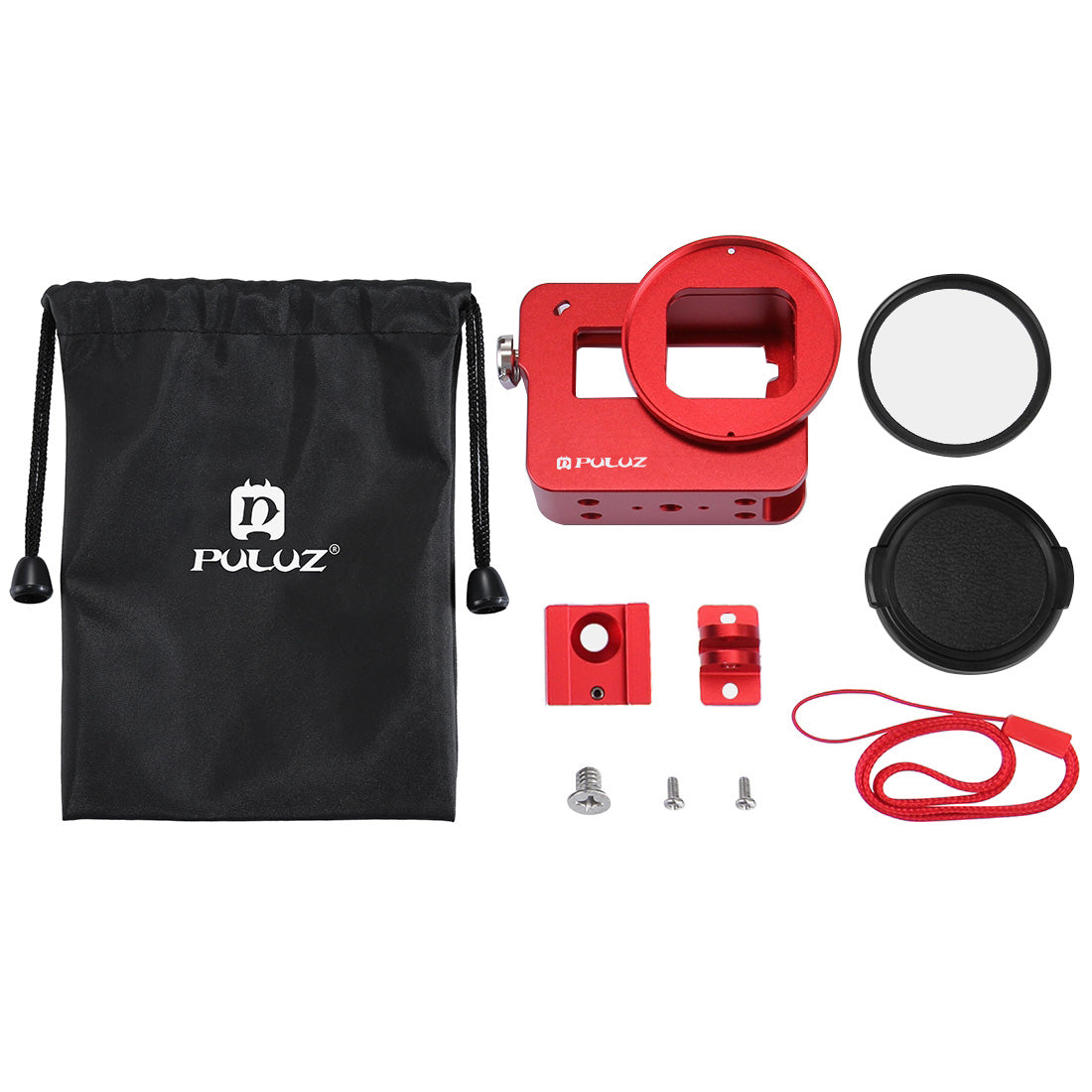 Puluz PU182 Housing Shell CNC Aluminum Alloy Protective Cage with Insurance Frame UV Lens for GoPro HERO5 - Red