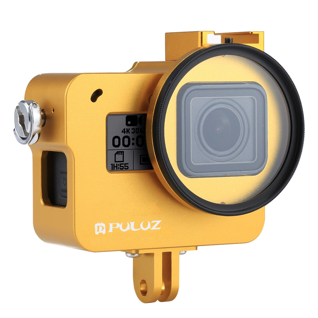 Puluz PU182 Housing Shell CNC Aluminum Alloy Protective Cage with Insurance Frame UV Lens for GoPro HERO5 - Yellow