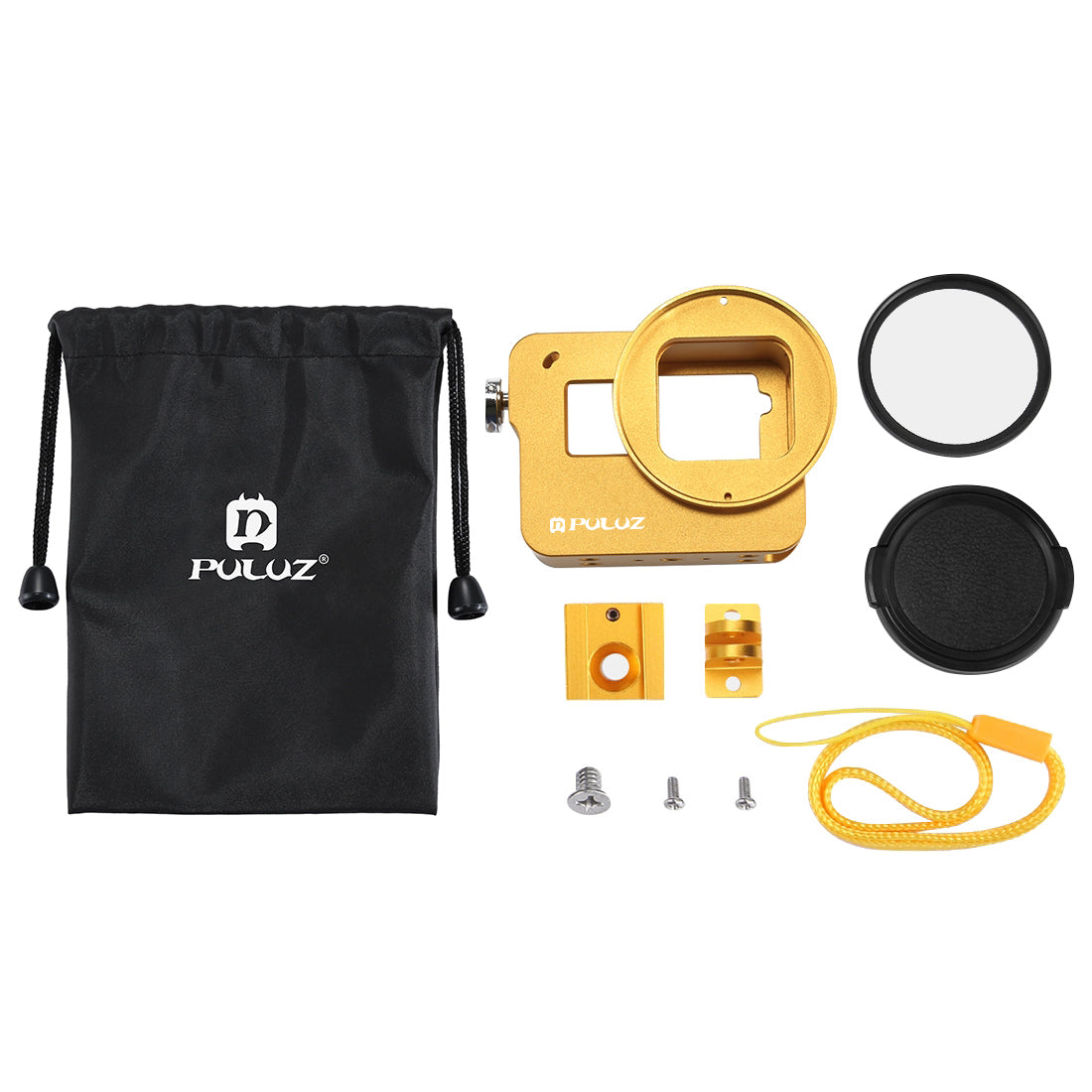 Puluz PU182 Housing Shell CNC Aluminum Alloy Protective Cage with Insurance Frame UV Lens for GoPro HERO5 - Yellow