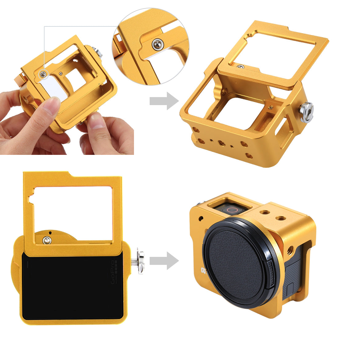 Puluz PU182 Housing Shell CNC Aluminum Alloy Protective Cage with Insurance Frame UV Lens for GoPro HERO5 - Yellow