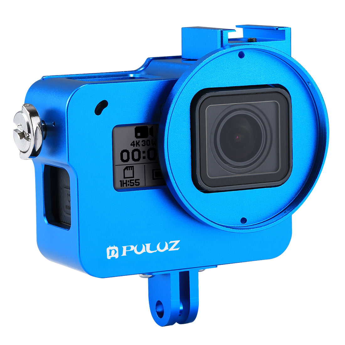 Puluz PU182 Housing Shell CNC Aluminum Alloy Protective Cage with Insurance Frame UV Lens for GoPro HERO5 - Blue