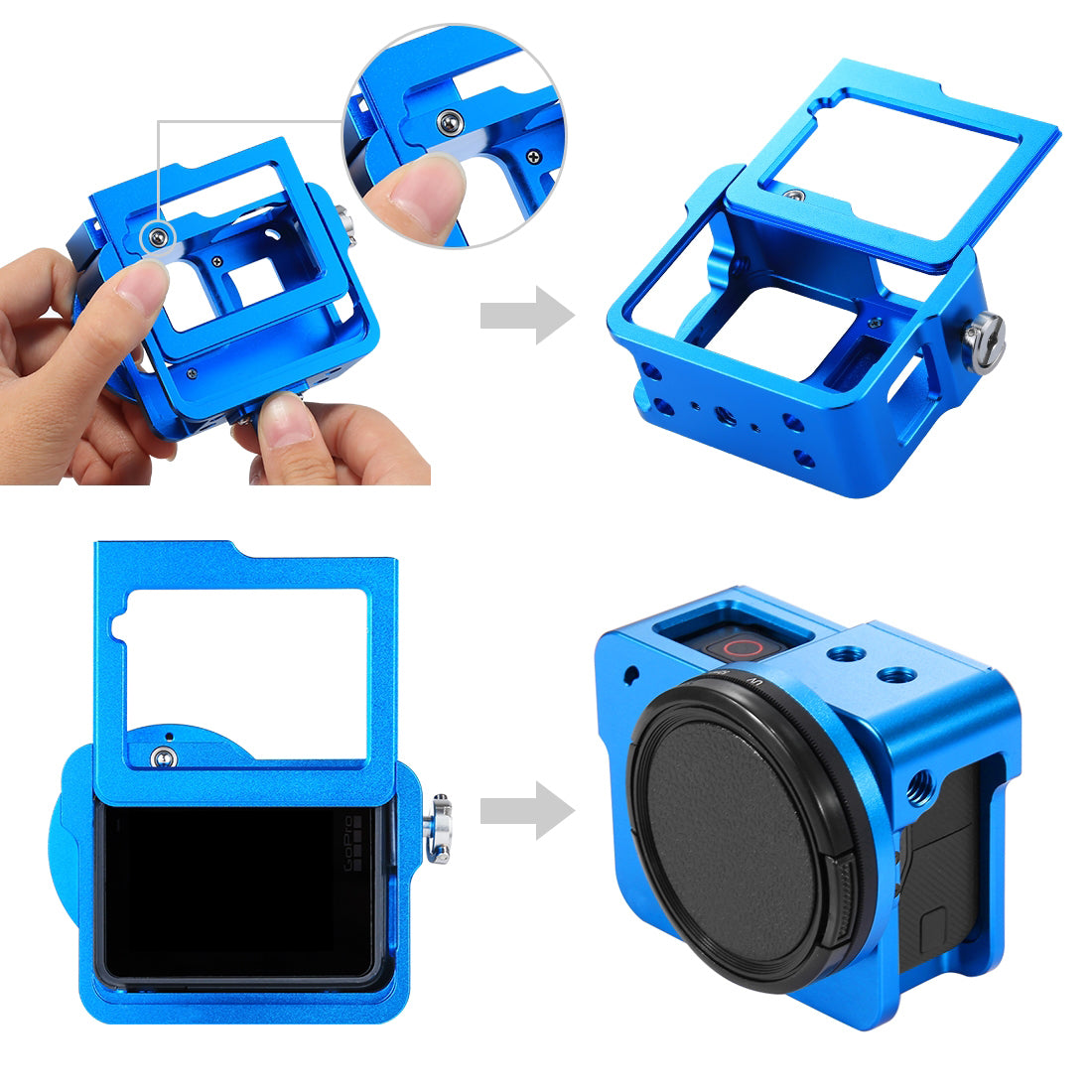 Puluz PU182 Housing Shell CNC Aluminum Alloy Protective Cage with Insurance Frame UV Lens for GoPro HERO5 - Blue