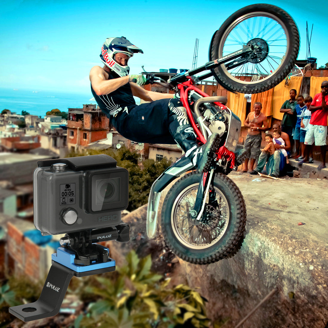 Puluz PU171 Aluminum Alloy Bicycle Bike Handlebar Bracket Mount for GoPro Hero5 /4 /3+ /3 /2 /1 - Blue