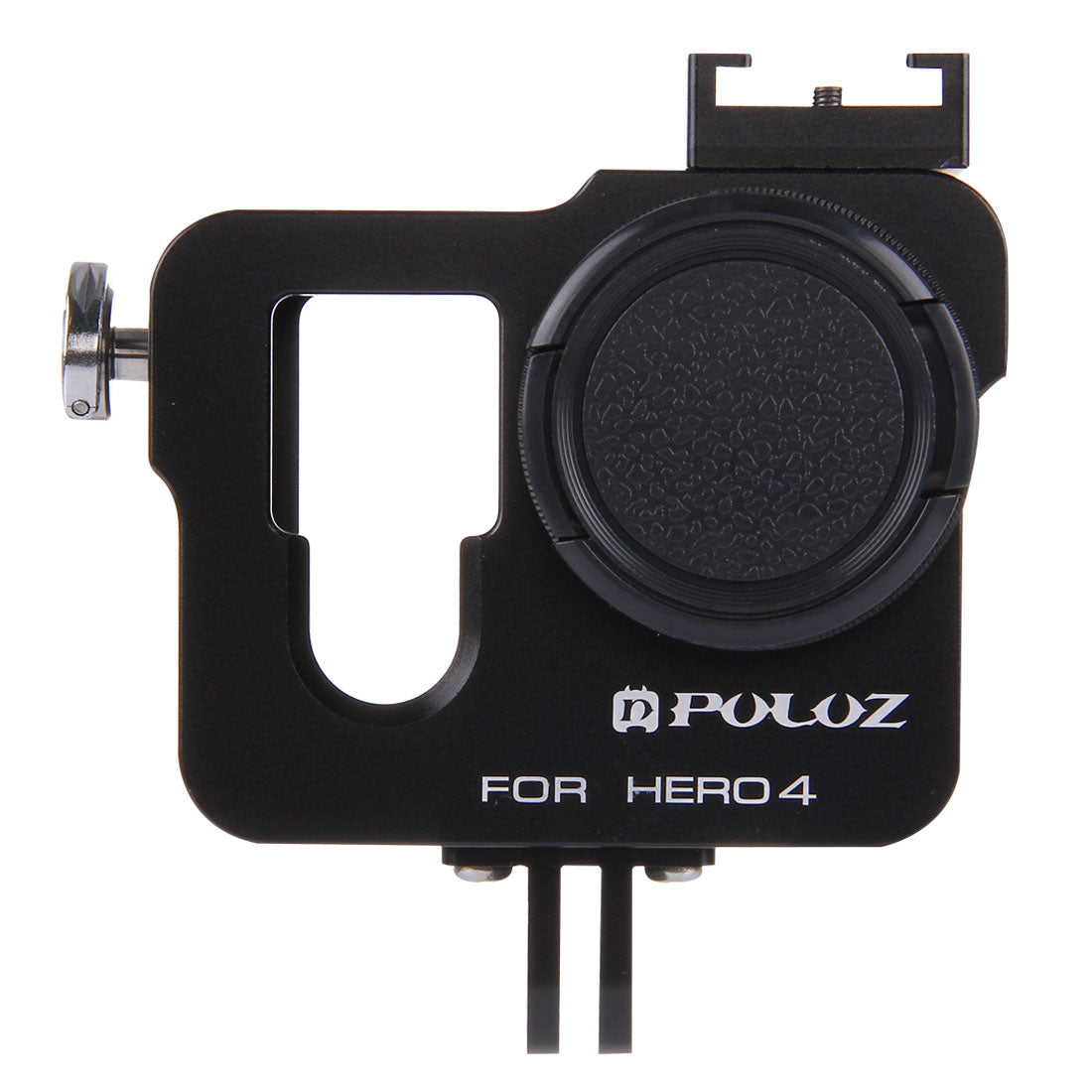 Puluz PU140 Housing Shell Aluminum Alloy Camera Protective Cage with Frame UV Filter Lens Cap for Gopro HERO4 - Black