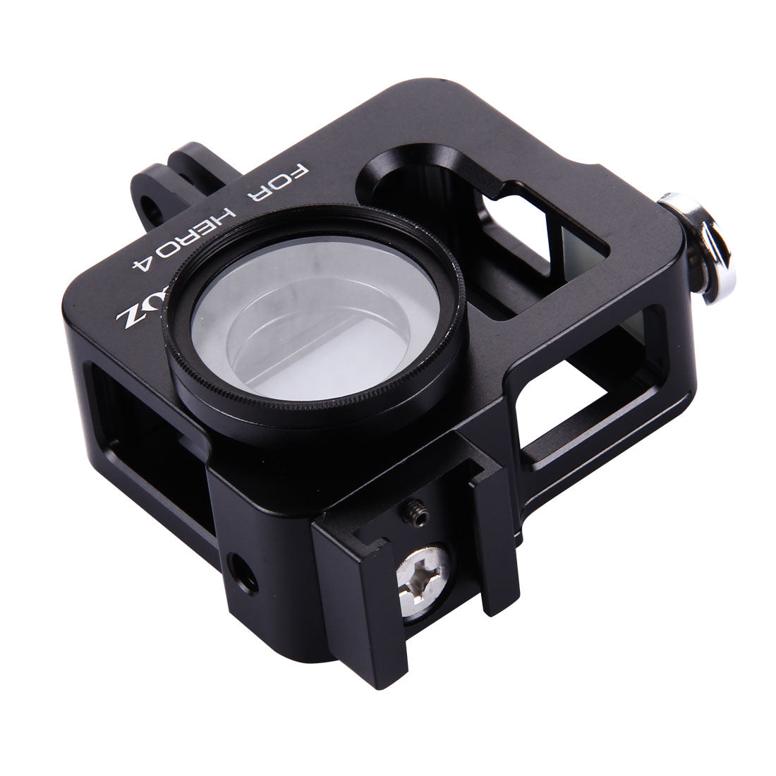 Puluz PU140 Housing Shell Aluminum Alloy Camera Protective Cage with Frame UV Filter Lens Cap for Gopro HERO4 - Black