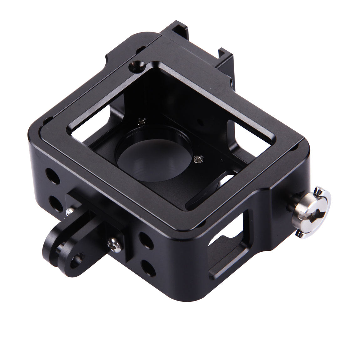 Puluz PU140 Housing Shell Aluminum Alloy Camera Protective Cage with Frame UV Filter Lens Cap for Gopro HERO4 - Black
