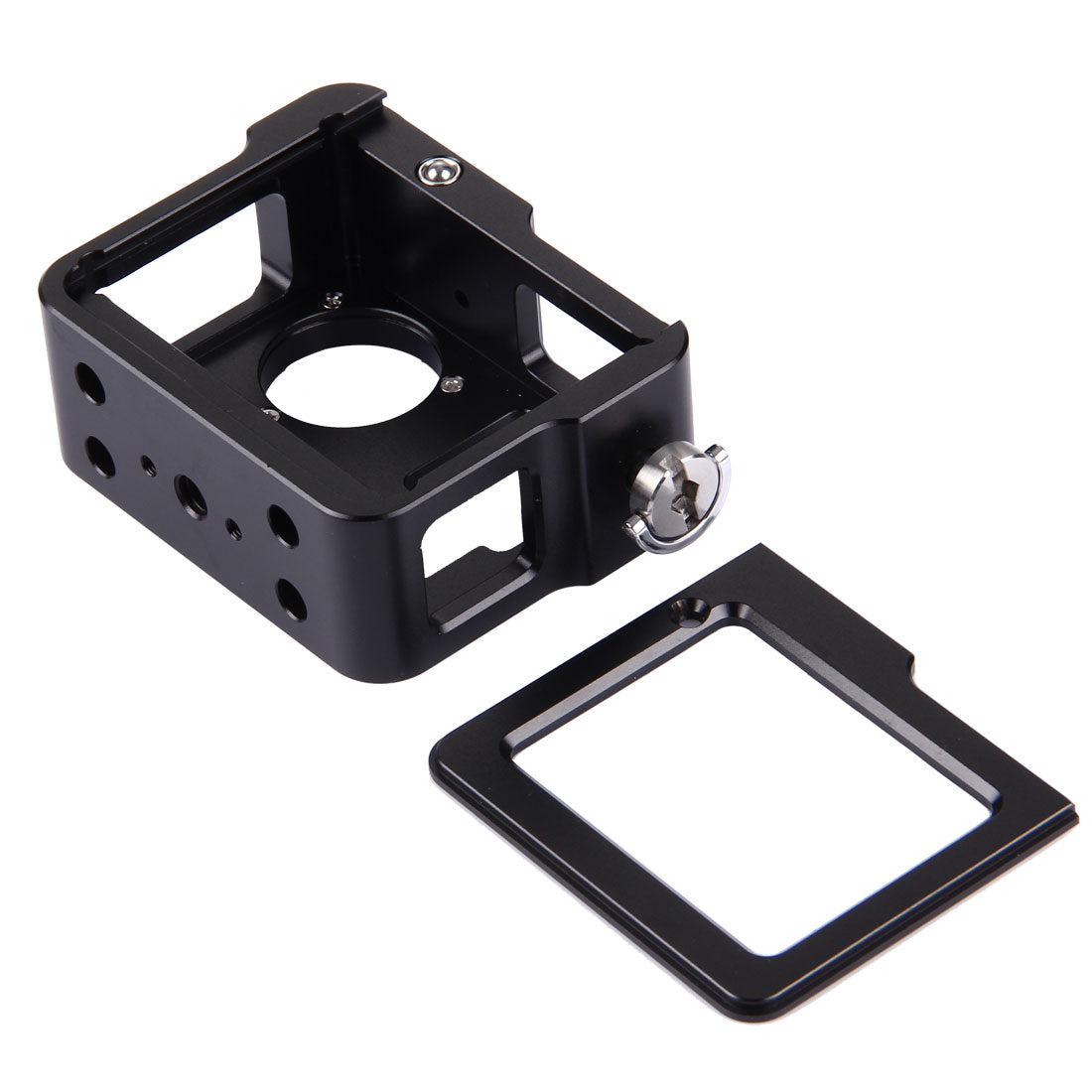 Puluz PU140 Housing Shell Aluminum Alloy Camera Protective Cage with Frame UV Filter Lens Cap for Gopro HERO4 - Black