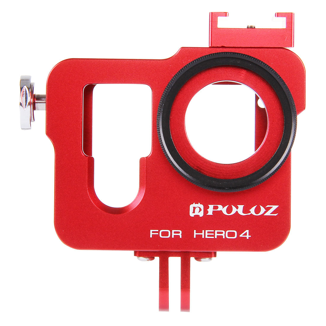 Puluz PU140 Housing Shell Aluminum Alloy Camera Protective Cage with Frame UV Filter Lens Cap for Gopro HERO4 - Red