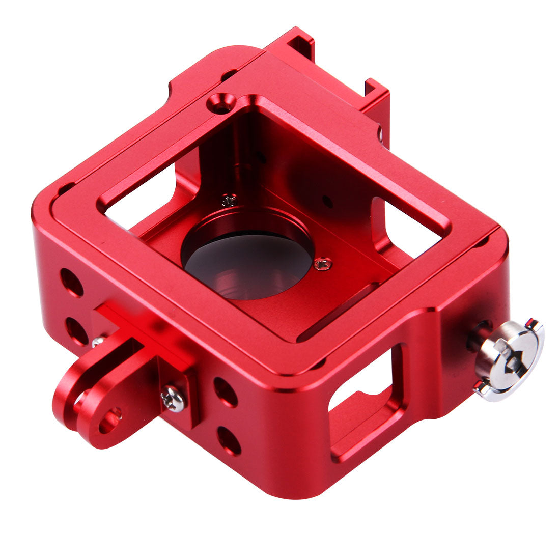 Puluz PU140 Housing Shell Aluminum Alloy Camera Protective Cage with Frame UV Filter Lens Cap for Gopro HERO4 - Red