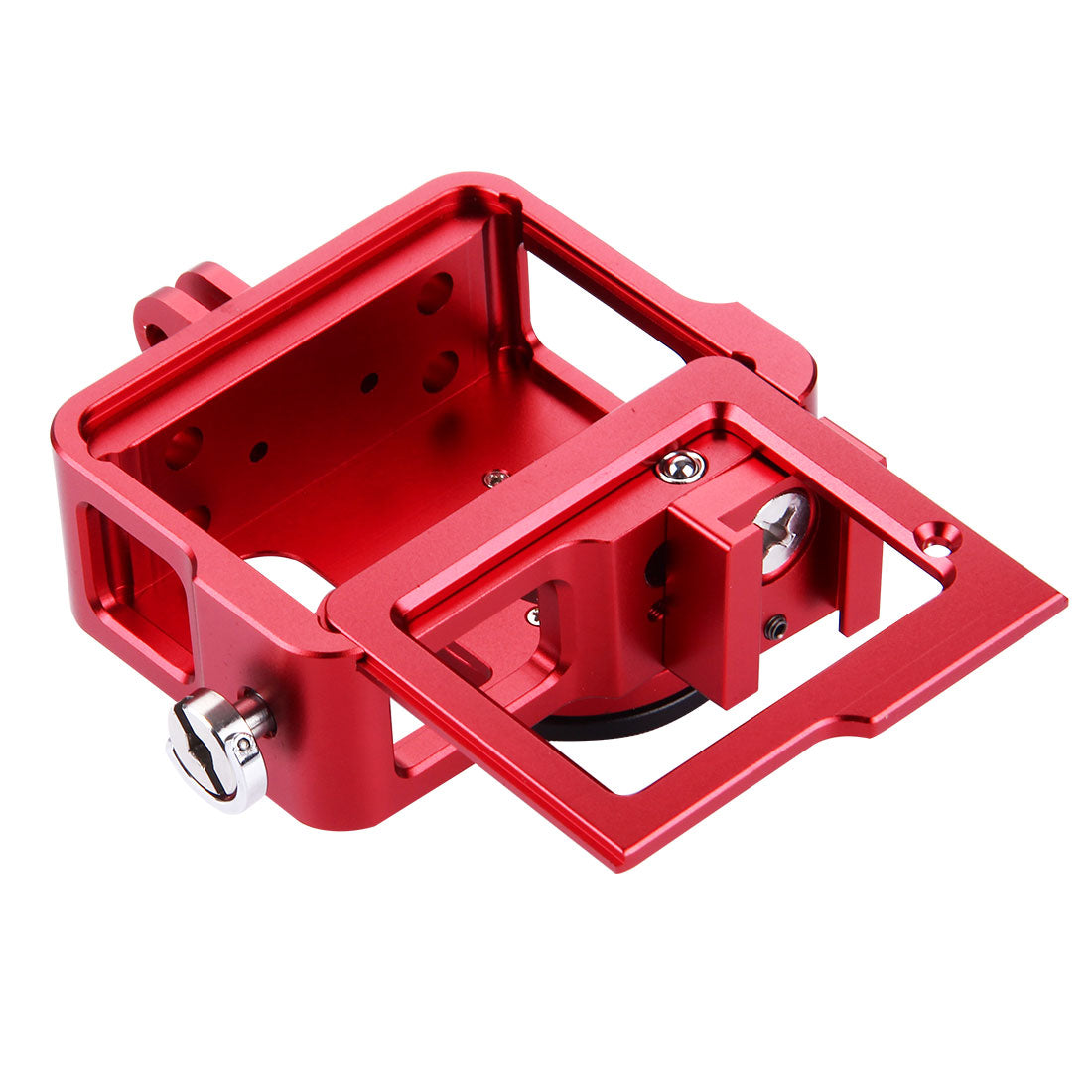 Puluz PU140 Housing Shell Aluminum Alloy Camera Protective Cage with Frame UV Filter Lens Cap for Gopro HERO4 - Red